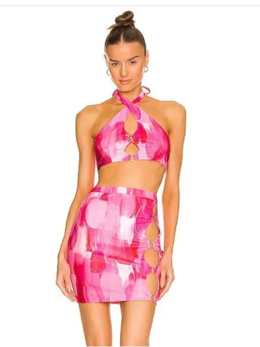 Farai London x REVOLVE Eko Bubblegum Pink Cutout Halter Top & Skirt Set XS